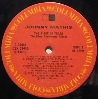 Johnny Mathis : The First 25 Years The Silver Anniversary Album (2xLP, Comp, Gat)