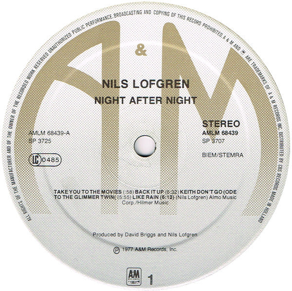 Nils Lofgren : Night After Night (2xLP, Album, Gat)