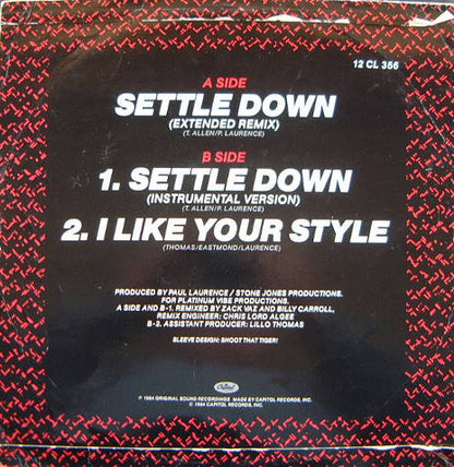 Lillo Thomas : Settle Down / I Like Your Style (12")