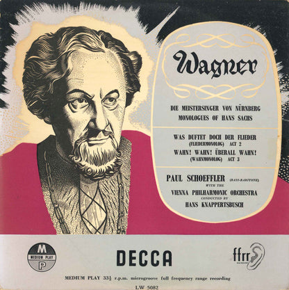 Richard Wagner - Hans Knappertsbusch, Paul Schöffler With Wiener Philharmoniker : Die Meistersinger Von Nürnberg (Monologues Of Hans Sachs) (10", Mono)