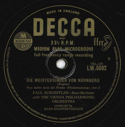 Richard Wagner - Hans Knappertsbusch, Paul Schöffler With Wiener Philharmoniker : Die Meistersinger Von Nürnberg (Monologues Of Hans Sachs) (10", Mono)