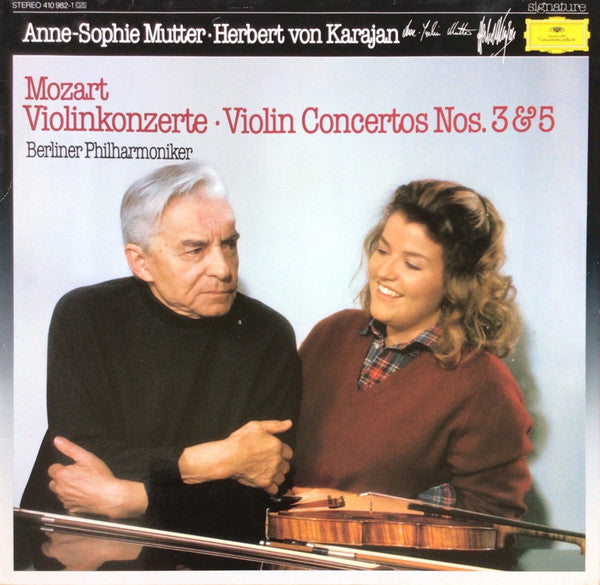 Wolfgang Amadeus Mozart - Berliner Philharmoniker, Herbert Von Karajan, Anne-Sophie Mutter : Violinkonzerte / Violin Concertos Nos. 3 & 5 (LP, Album)