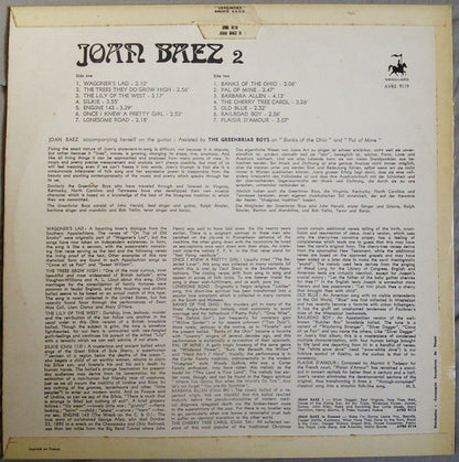 Joan Baez : Joan Baez 2 (LP, Album, RE)