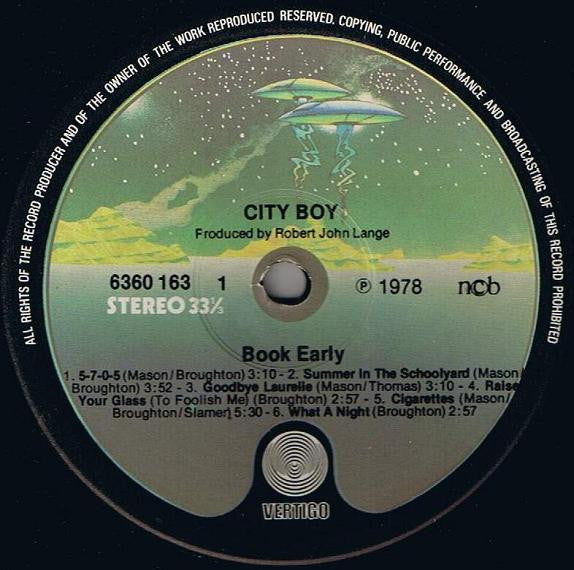 City Boy : Book Early (LP, Album)