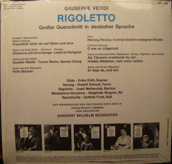 Giuseppe Verdi, Erika Köth, Sieglinde Wagner, Gottlob Frick, Josef Metternich, Rudolf Schock : Rigoletto (Großer Querschnitt In Deutscher Sprache) (LP)