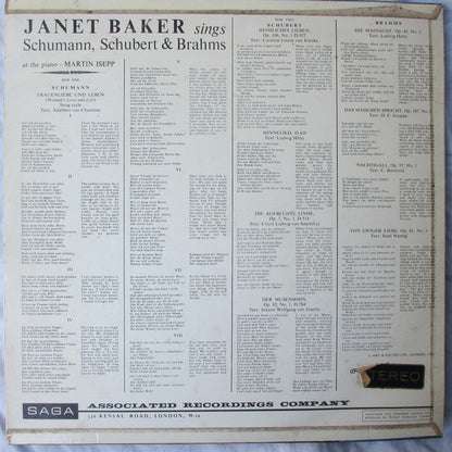 Janet Baker : Sings Schumann, Schubert & Brahms (LP)