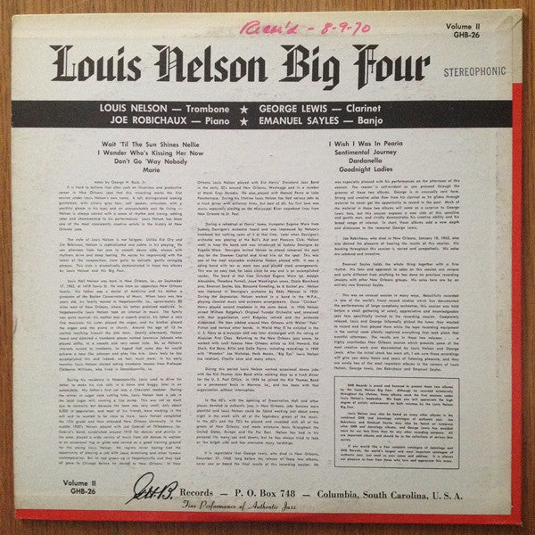 Louis Nelson Big Four : Louis Nelson Big Four - Volume II (LP)