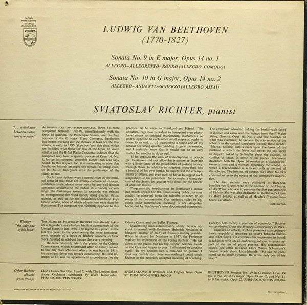 Ludwig van Beethoven - Sviatoslav Richter : Beethoven Piano Sonatas (LP, Album, Mono)