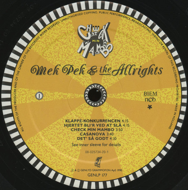 Mek Pek & The Allrights : Check Min Mambo (LP, Album)