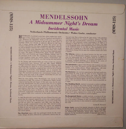 Felix Mendelssohn-Bartholdy - Nederlands Philharmonisch Orkest, Walter Goehr : A Midsummer Night's Dream (Incidental Music) (10")