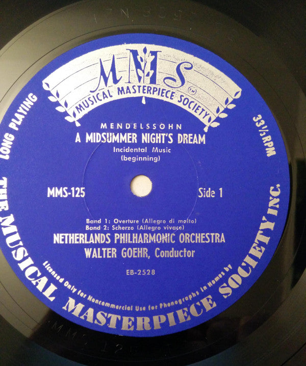 Felix Mendelssohn-Bartholdy - Nederlands Philharmonisch Orkest, Walter Goehr : A Midsummer Night's Dream (Incidental Music) (10")