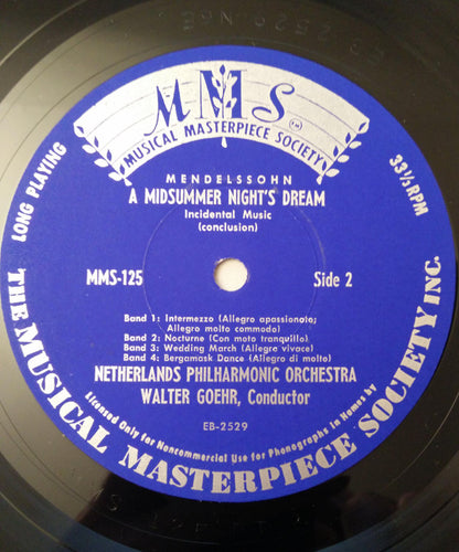 Felix Mendelssohn-Bartholdy - Nederlands Philharmonisch Orkest, Walter Goehr : A Midsummer Night's Dream (Incidental Music) (10")