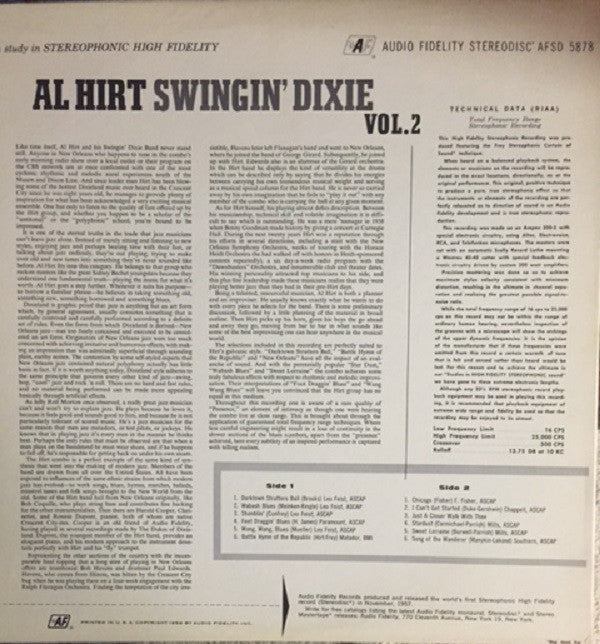 Al Hirt : Swingin' Dixie! (At Dan's Pier 600 In New Orleans) Vol. 2 (LP, Album, RE)