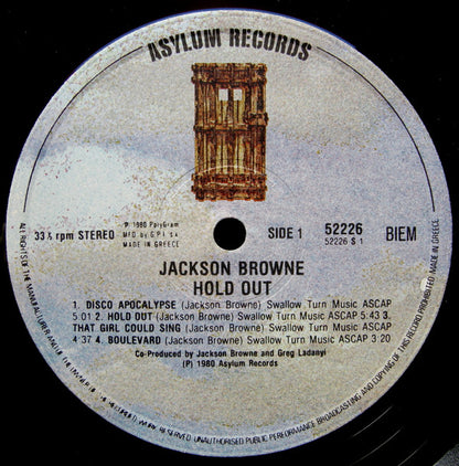 Jackson Browne : Hold Out (LP, Album)