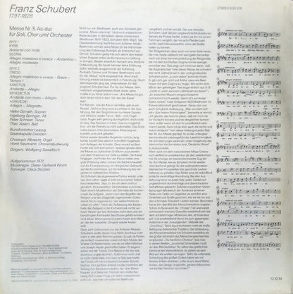 Franz Schubert, Helen Donath, Ingeborg Springer, Peter Schreier, Theo Adam, Rundfunkchor Leipzig, Staatskapelle Dresden, Wolfgang Sawallisch : Messe As-dur (LP)