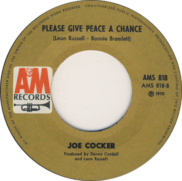 Joe Cocker : Cry Me A River (7", Single, Lar)