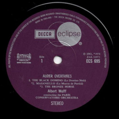 Albert Wolff ∙ Orchestre De La Société Des Concerts Du Conservatoire : Auber Overtures (LP, Comp, RE)