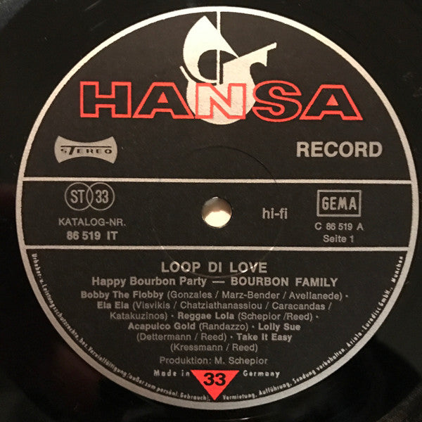 Bourbon Family : Happy Bourbon Party - Loop Di Love (LP, Album)