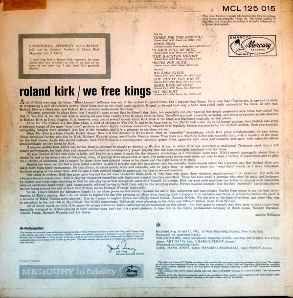 Roland Kirk : We Free Kings (LP, Album, Mono)