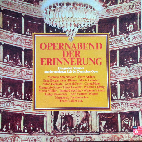 Various : Opernabend Der Erinnerung (LP, Comp, Mono)