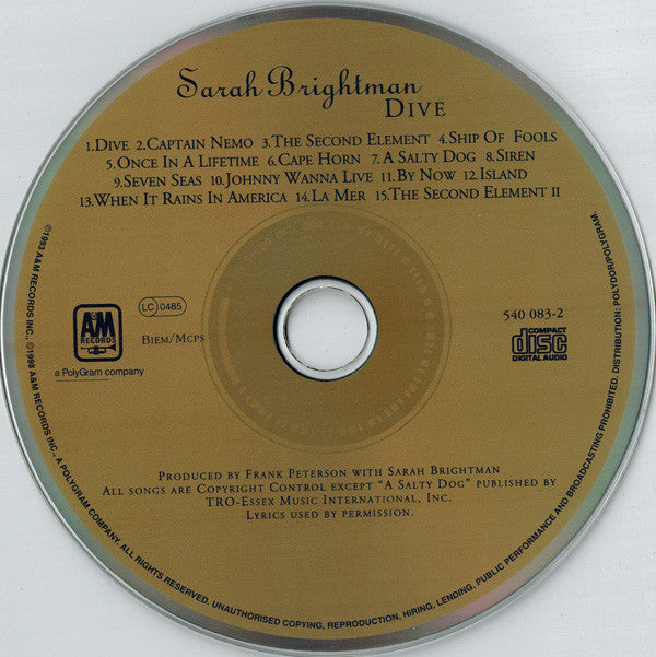 Sarah Brightman : Dive (CD, Album, RE)