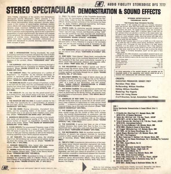 No Artist : Stereo Spectacular Demonstration & Sound Effects (LP, Comp)