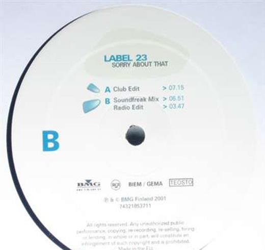 Label 23 : Sorry About That (12")