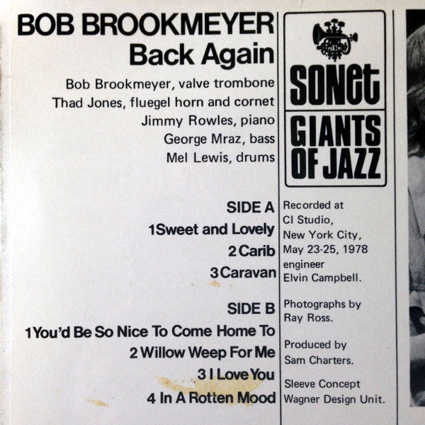 Bob Brookmeyer : Back Again (LP, Album, RE)