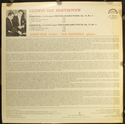 Ludwig van Beethoven - Josef Suk, Jan Panenka : Sonatas For Violin And Piano Op. 12 No. 2 In A Major / Op. 12 No. 3 In E Flat Major (LP, Album, RE, Blu)