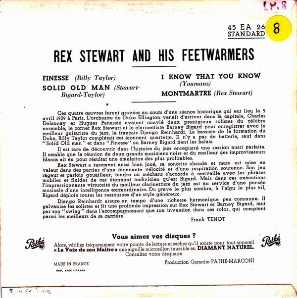 Rex Stewart And His Feetwarmers : Rex Stewart And His Footwarmers (7", EP, Comp)