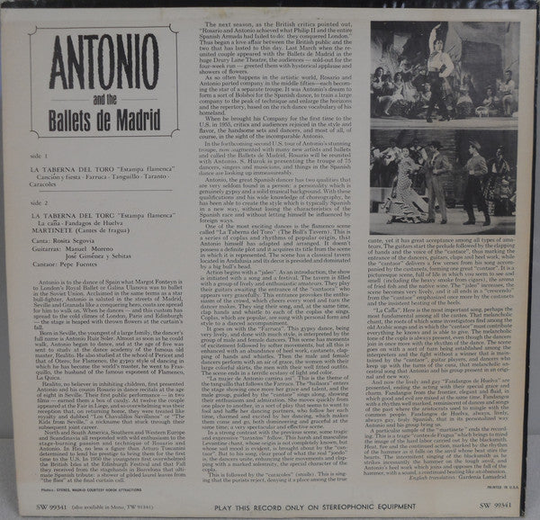 Antonio "El Bailarín" : S. Hurok Presents Antonio And The Ballets De Madrid (LP)