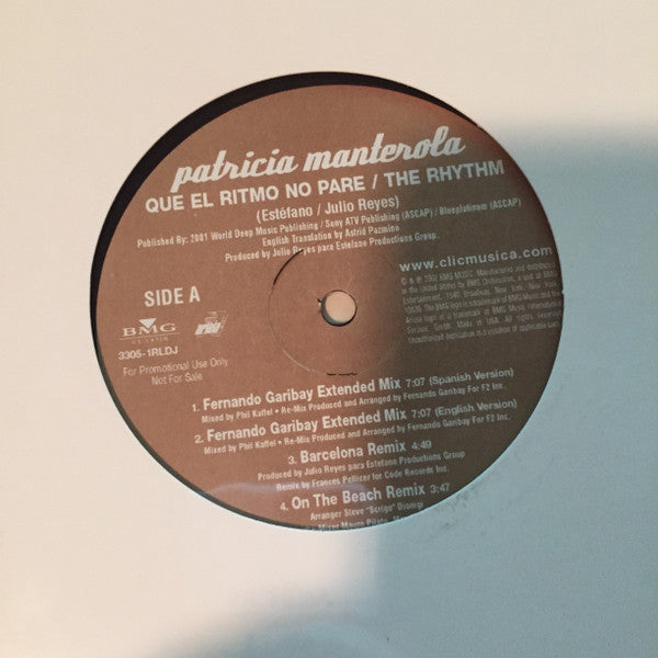 Patricia Manterola : Que El Ritmo No Pare / The Rhythm / Ojos Negros / Magic Eyes (12", Promo)