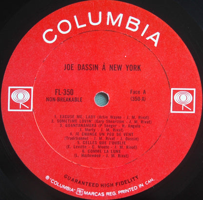 Joe Dassin : Joe Dassin À New York (LP, Album, Mono)