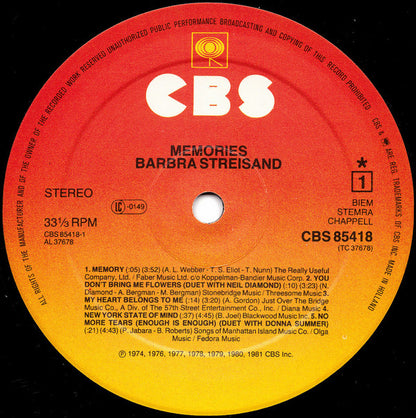 Barbra Streisand : Memories (LP, Comp)