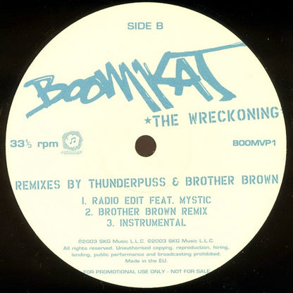 Boomkat : The Wreckoning (Remixes By Thunderpuss & Brother Brown) (12", Promo)