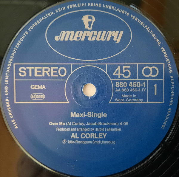 Al Corley : Over Me (12", Maxi)