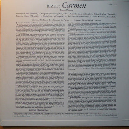 Georges Bizet, Orchestre Des Concerts De Paris, Pierre-Michel Le Conte : Carmen - Oper In Vier Akten Von Georges Bizet (Konzertfassung) (LP)