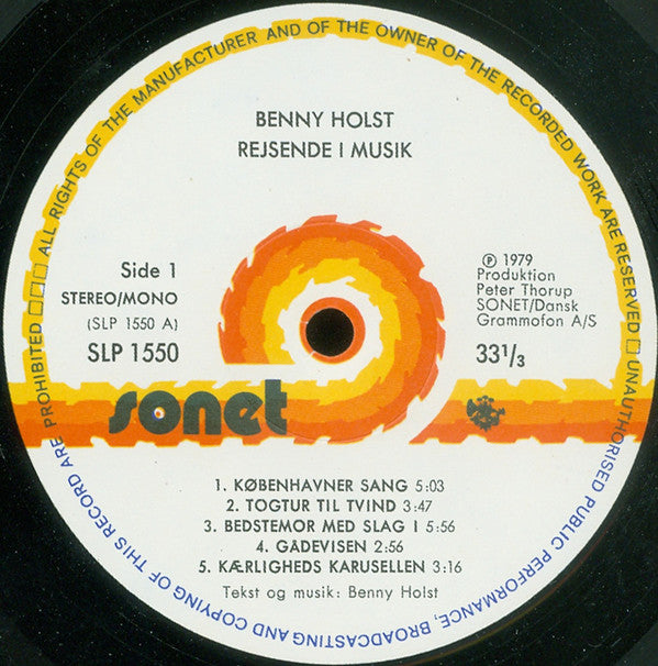 Benny Holst : Rejsende I Musik (LP, Album, RE)