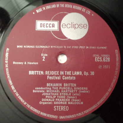 Benjamin Britten : A Boy Was Born / Rejoice In The Lamb (LP, RE)