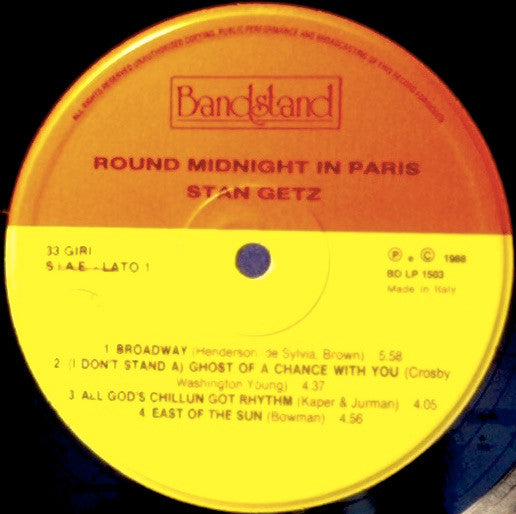 Stan Getz : Round Midnight In Paris (LP, Comp)