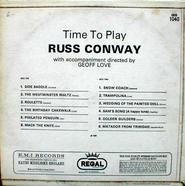 Russ Conway : Time To Play (LP, RE)