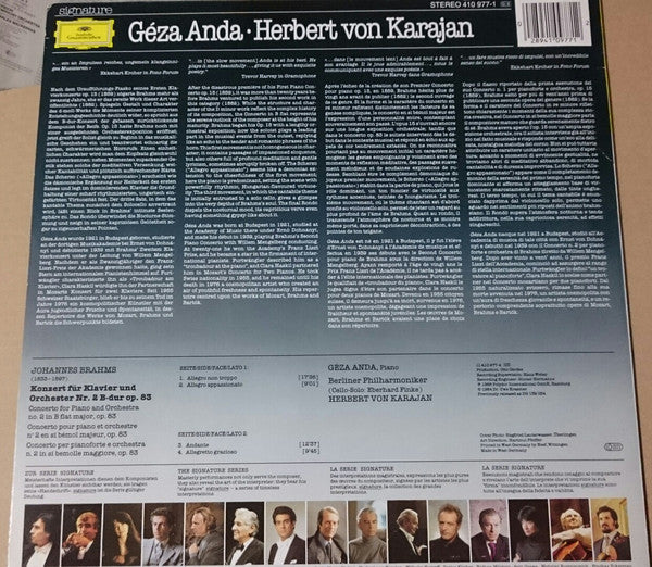 Johannes Brahms - Géza Anda, Herbert Von Karajan, Berliner Philharmoniker : Klavierkonzert · Piano Concerto No. 2 (LP, RE)