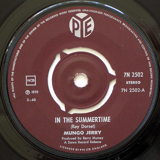 Mungo Jerry : In The Summertime / Mighty Man (7", Single, RP, 3-P)