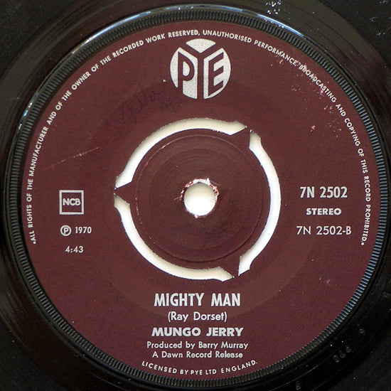 Mungo Jerry : In The Summertime / Mighty Man (7", Single, RP, 3-P)