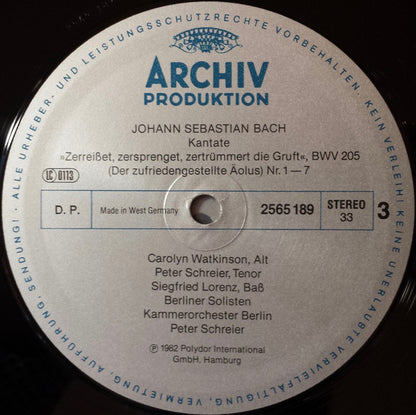 Johann Sebastian Bach, Berliner Solisten, Kammerorchester Berlin, Peter Schreier : Die Weltlichen Kantaten (= The Secular Cantatas = Les Cantates Profanes) Volume 1 (5xLP + Box, Comp)