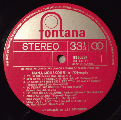 Nana Mouskouri : Nana Mouskouri A L'Olympia (LP, Album)