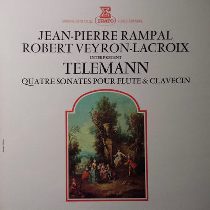 Georg Philipp Telemann, Jean-Pierre Rampal, Robert Veyron-Lacroix : Quatre Sonates Pour Flute & Clavecin (LP)