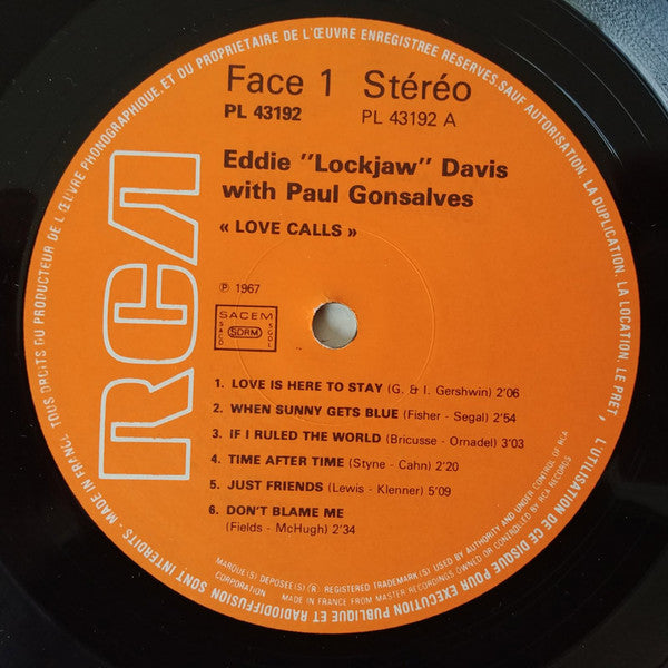 Eddie "Lockjaw" Davis With Paul Gonsalves : Love Calls (LP, Album, Gat)