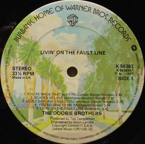 The Doobie Brothers : Livin' On The Fault Line (LP, Album)