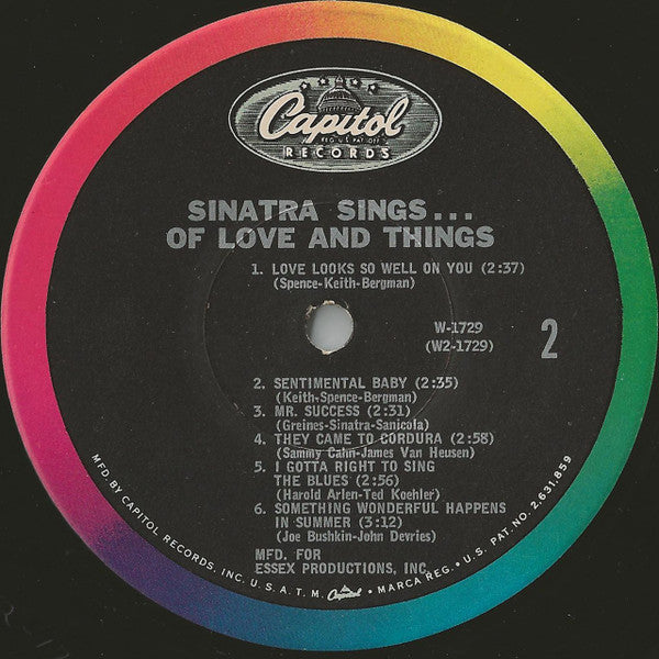 Frank Sinatra : Sinatra Sings...Of Love And Things (LP, Album, Comp, Mono)